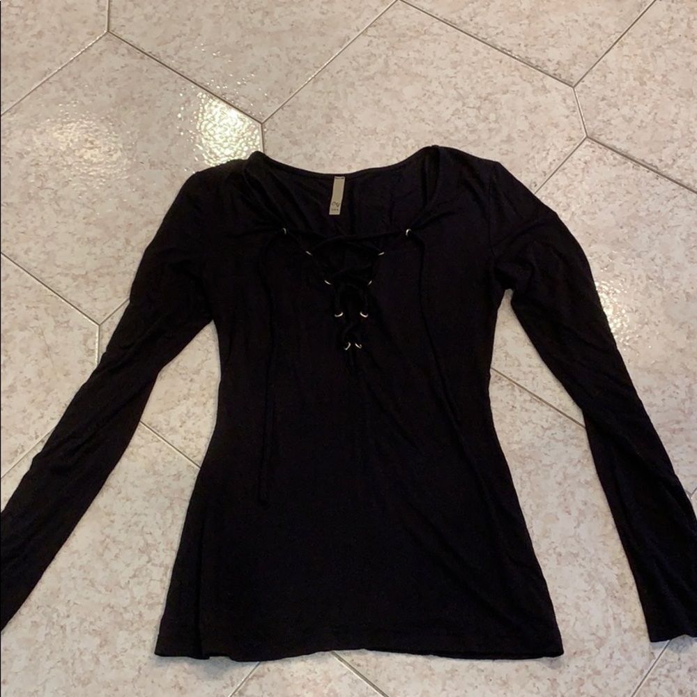 Black lace up top